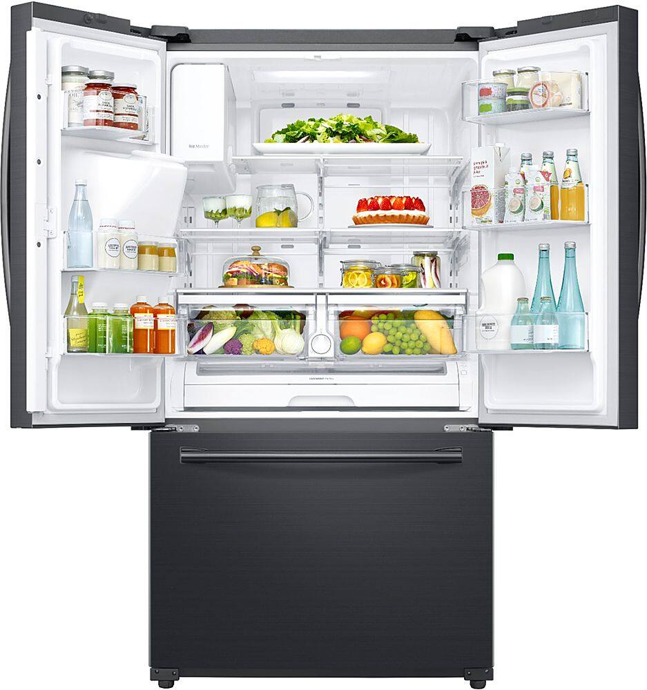 Alt View 1. Samsung - Family Hub 24.2 Cu. Ft. 3-Door French Door  Fingerprint Resistant Refrigerator - Black stainless steel.