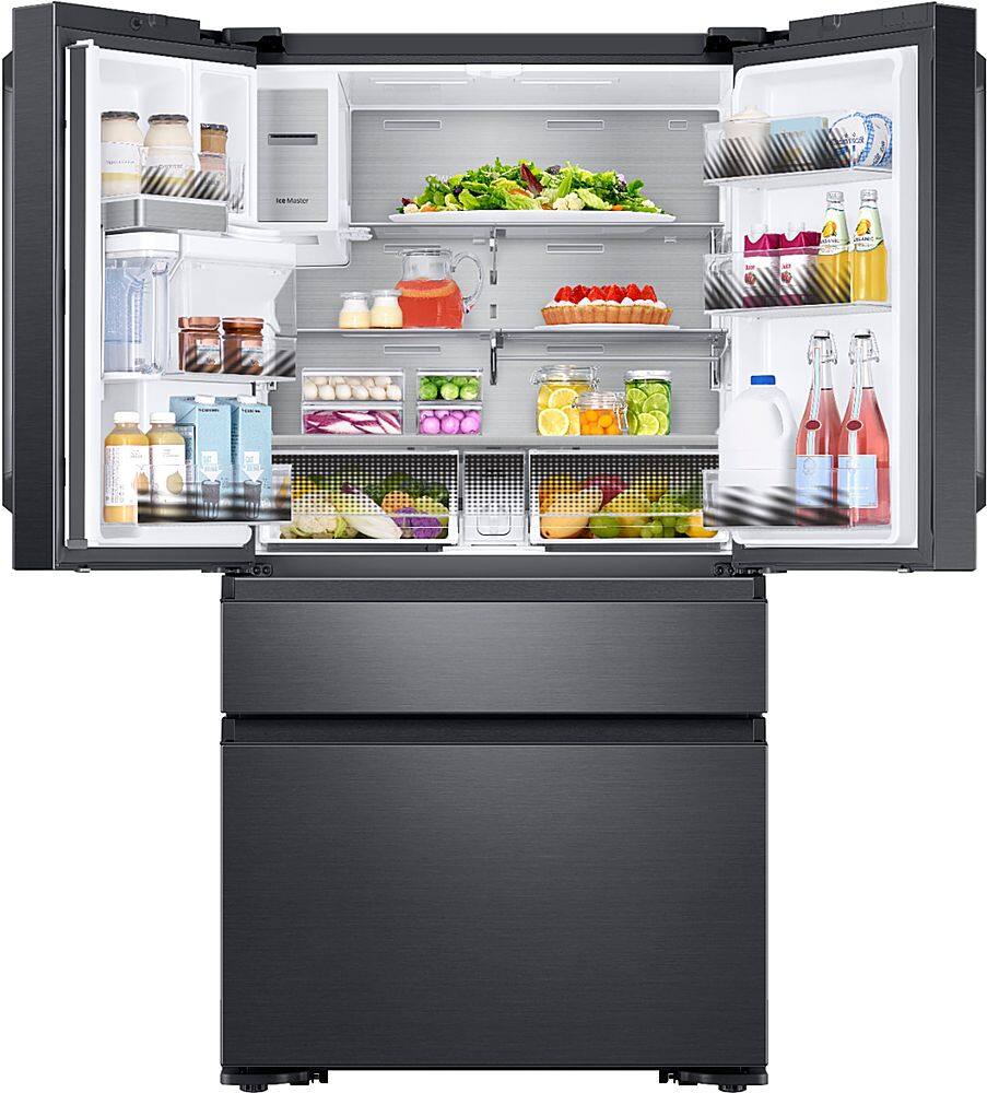 Alt View 13. Samsung - 22.7 Cu. Ft. 4-Door Flex French Door Counter-Depth  Fingerprint Resistant Refrigerator - Black stainless steel.