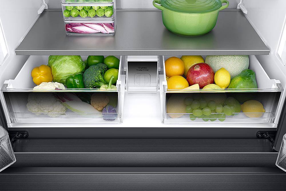 Alt View 14. Samsung - 22.7 Cu. Ft. 4-Door Flex French Door Counter-Depth  Fingerprint Resistant Refrigerator - Black stainless steel.