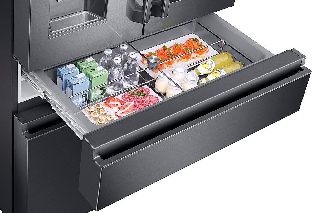 Alt View 15. Samsung - 22.7 Cu. Ft. 4-Door Flex French Door Counter-Depth  Fingerprint Resistant Refrigerator - Black stainless steel.