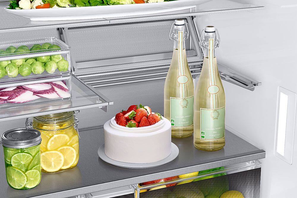 Alt View 20. Samsung - 22.7 Cu. Ft. 4-Door Flex French Door Counter-Depth  Fingerprint Resistant Refrigerator - Black stainless steel.