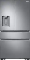 Samsung - 22.6 cu. ft. 4-Door Flex French Door Counter Depth Refrigerator with FlexZone Drawer - Stainless Steel - Front_Zoom