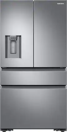 Samsung - 22.6 cu. ft. 4-Door Flex French Door Counter Depth Refrigerator with FlexZone Drawer - Stainless Steel