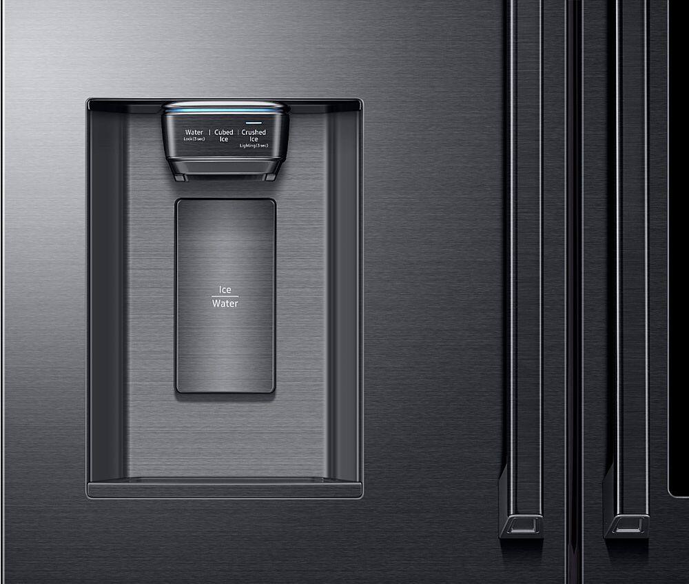 Alt View 4. Samsung - Family Hub 22.2 Cu. Ft. 4-Door French Door Counter-Depth Fingerprint Resistant Refrigerator - Black stainless steel.