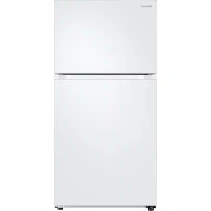 Front. Samsung - 21.1 Cu. Ft. Top-Freezer Refrigerator - White.