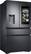 Angle. Samsung - Family Hub 22.2 Cu. Ft. Counter Depth 4-Door French Fingerprint Resistant Refrigerator - Black Stainless Steel.