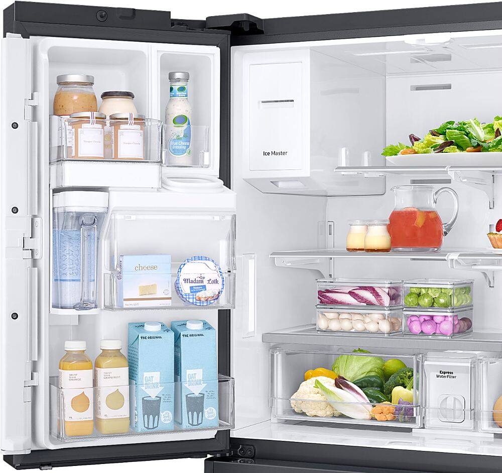 Alt View 14. Samsung - Family Hub 22.2 Cu. Ft. Counter Depth 4-Door French Fingerprint Resistant Refrigerator - Black Stainless Steel.