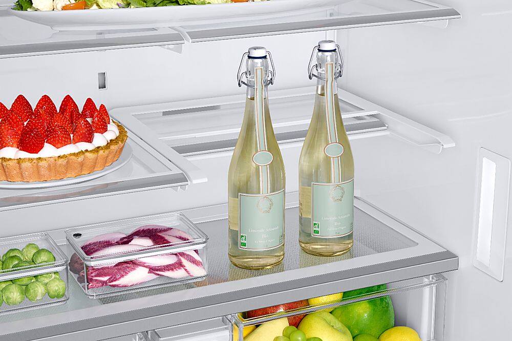 Alt View 18. Samsung - Family Hub 22.2 Cu. Ft. Counter Depth 4-Door French Fingerprint Resistant Refrigerator - Black Stainless Steel.