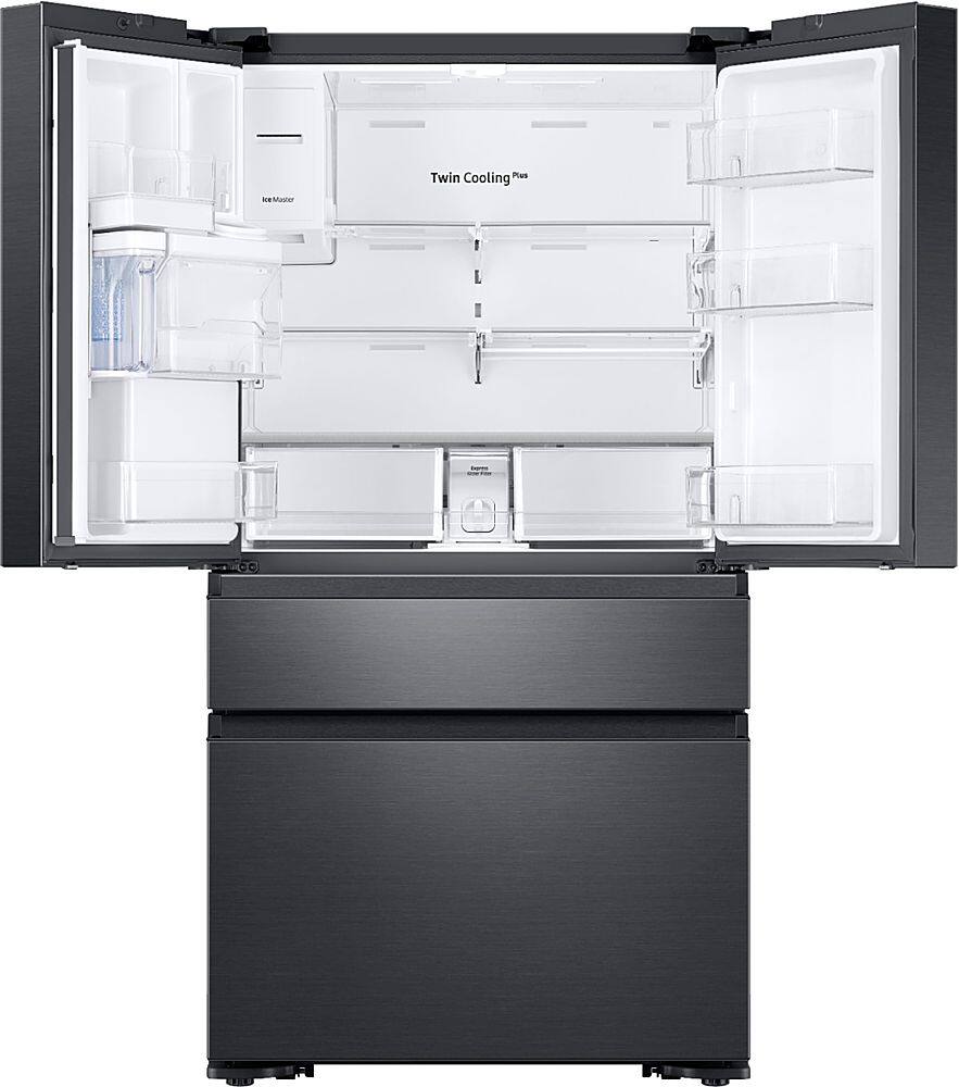 Alt View 2. Samsung - Family Hub 22.2 Cu. Ft. Counter Depth 4-Door French Fingerprint Resistant Refrigerator - Black Stainless Steel.