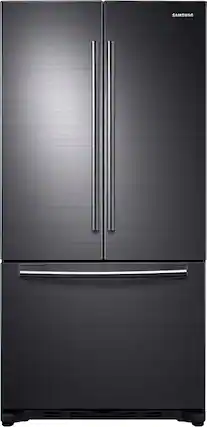 Front. Samsung - 18 Cu.Ft. French Door Counter-Depth Fingerprint Resistant Refrigerator - Black stainless steel.