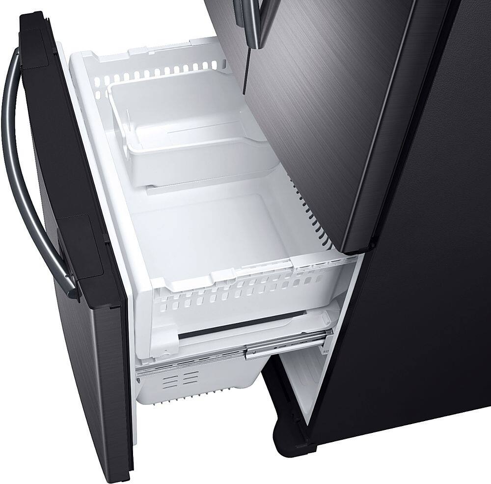 Alt View 4. Samsung - 18 Cu.Ft. French Door Counter-Depth  Fingerprint Resistant Refrigerator - Black stainless steel.