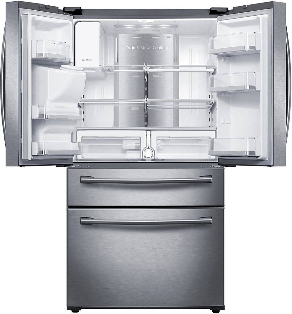 Alt View 1. Samsung - Family Hub 22.2 Cu. Ft. 4-Door French Door Counter-Depth Refrigerator - Stainless steel.