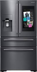 Samsung - Family Hub 22.2 Cu. Ft. 4-Door French Door Counter-Depth Refrigerator - Black Stainless Steel - Front_Zoom
