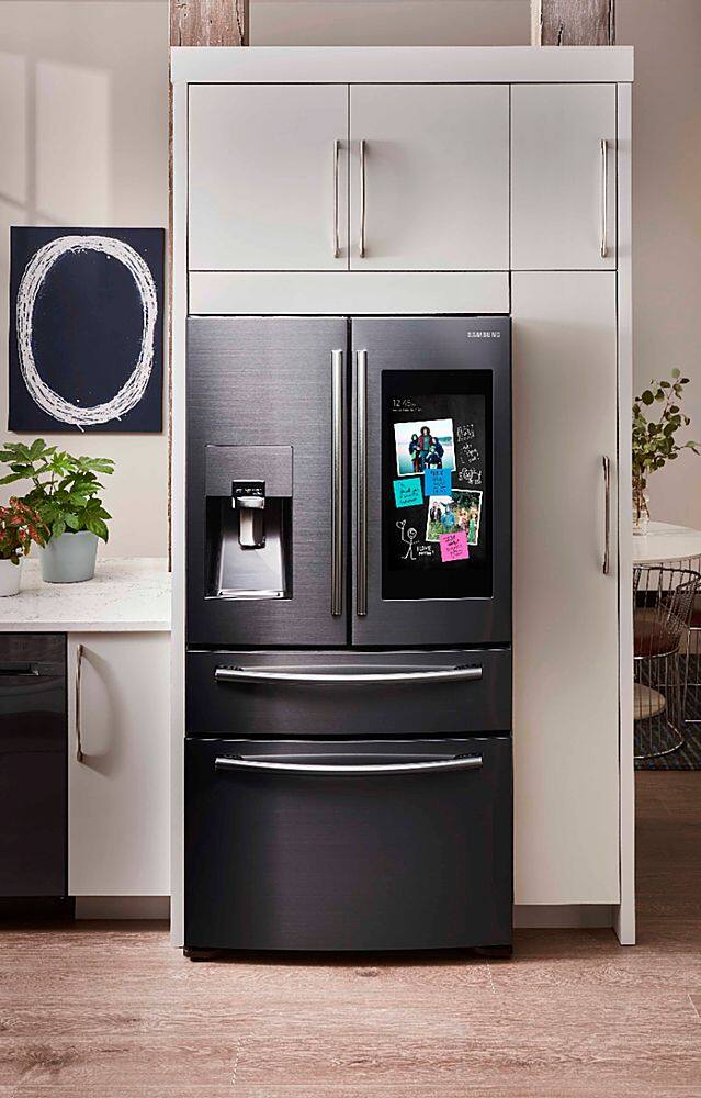 Alt View 14. Samsung - Family Hub 22.2 Cu. Ft. 4-Door French Door Counter-Depth Refrigerator - Fingerprint Resistant Black Stainless Steel.