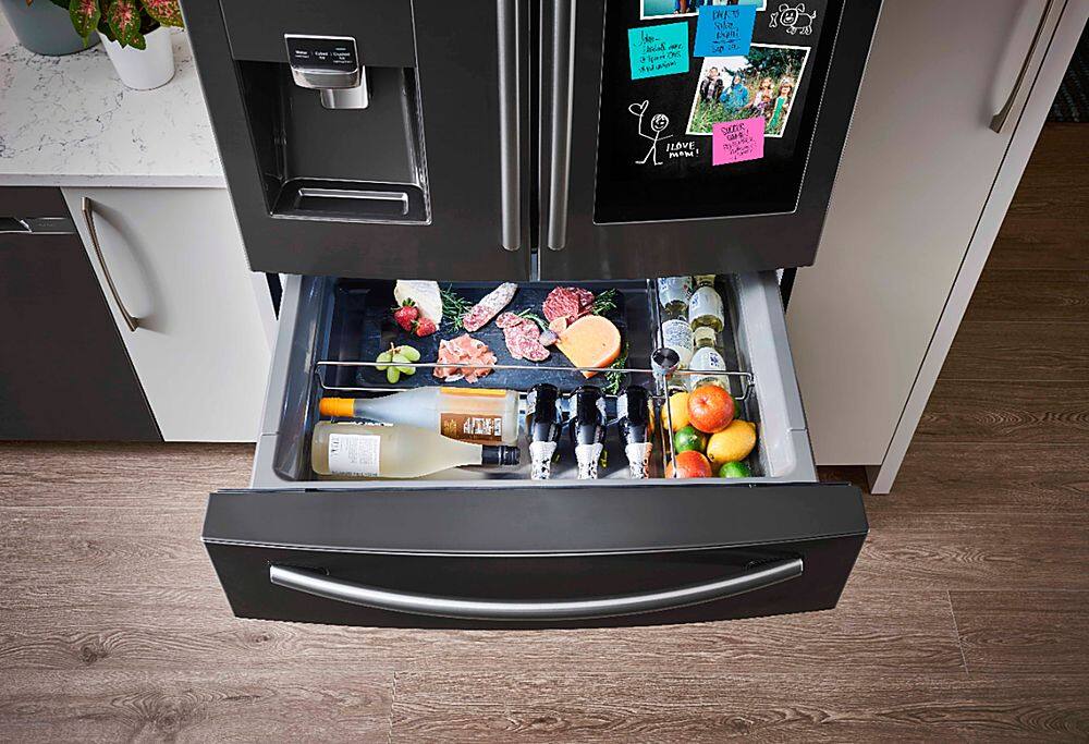 Alt View 21. Samsung - Family Hub 22.2 Cu. Ft. 4-Door French Door Counter-Depth Refrigerator - Fingerprint Resistant Black Stainless Steel.
