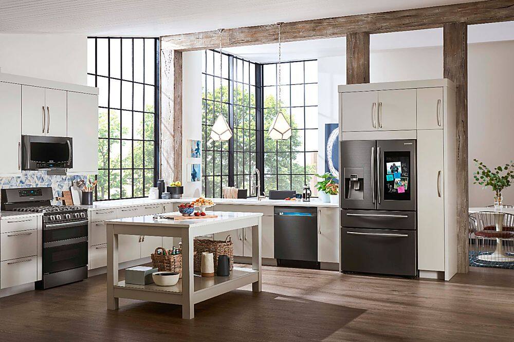 Alt View 22. Samsung - Family Hub 22.2 Cu. Ft. 4-Door French Door Counter-Depth Refrigerator - Fingerprint Resistant Black Stainless Steel.