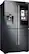 Angle. Samsung - Family Hub 22 Cu. Ft. 4-Door Flex French Door Counter-Depth Fingerprint Resistant Refrigerator - Black stainless steel.