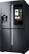 Left. Samsung - Family Hub 22 Cu. Ft. 4-Door Flex French Door Counter-Depth Fingerprint Resistant Refrigerator - Black stainless steel.