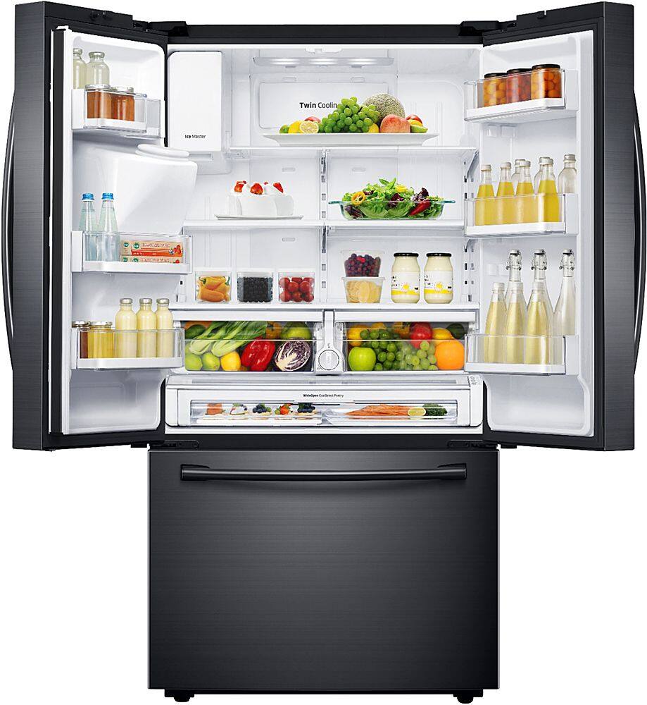 Alt View 1. Samsung - 22.5 cu. ft. Counter Depth French Door Fingerprint Resistant Refrigerator with CoolSelect Pantry - Black stainless steel.