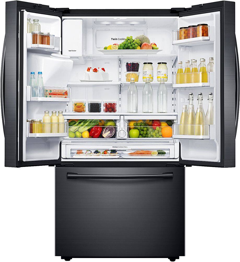 Alt View 2. Samsung - 22.5 cu. ft. Counter Depth French Door Fingerprint Resistant Refrigerator with CoolSelect Pantry - Black stainless steel.