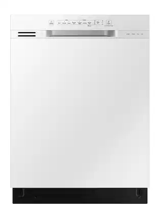 Front. Samsung - 24" Front Control Built-In Dishwasher - White.