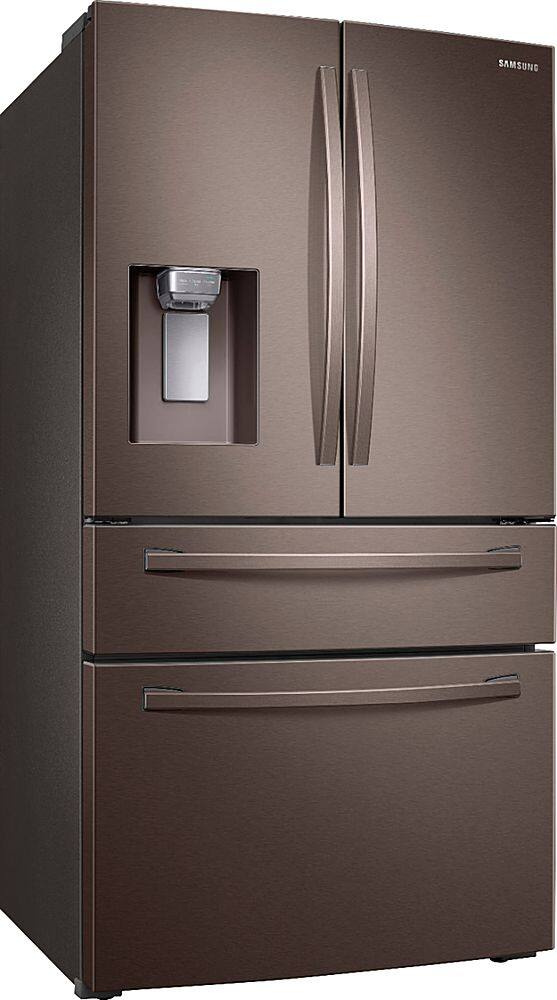 Angle. Samsung - 22.6 Cu. Ft. 4-Door French Door Counter Depth Refrigerator - Tuscan Stainless Steel.