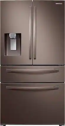 Front. Samsung - 22.6 Cu. Ft. 4-Door French Door Counter Depth Refrigerator - Tuscan Stainless Steel.