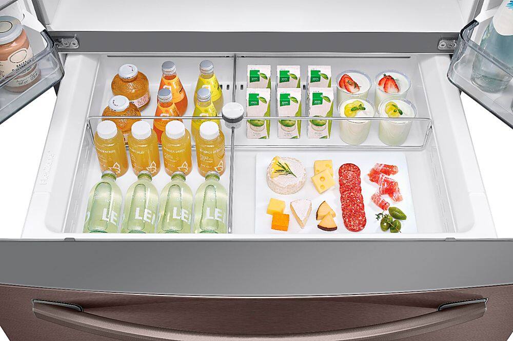 Alt View 11. Samsung - 22.6 Cu. Ft. 4-Door French Door Counter Depth Refrigerator - Tuscan Stainless Steel.