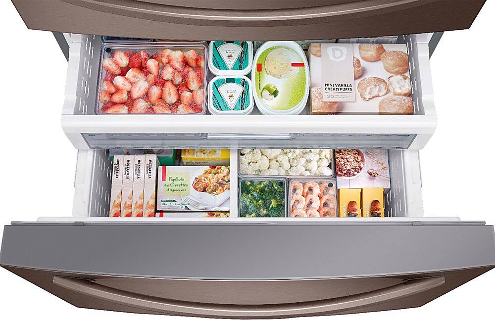 Alt View 12. Samsung - 22.6 Cu. Ft. 4-Door French Door Counter Depth Refrigerator - Tuscan Stainless Steel.