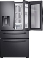 Samsung - 22.4 cu. ft. 4-Door French Door Counter Depth Smart Refrigerator with Food Showcase - Black Stainless Steel - Front_Zoom