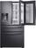 Front. Samsung - 22.4 cu. ft. 4-Door French Door Counter Depth Smart Refrigerator with Food Showcase - Fingerprint Resistant Black Stainless Steel.