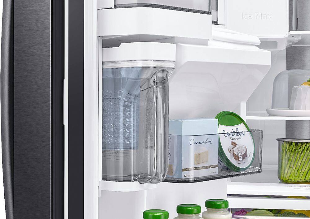 Alt View 17. Samsung - 22.4 cu. ft. 4-Door French Door Counter Depth Smart Refrigerator with Food Showcase - Fingerprint Resistant Black Stainless Steel.