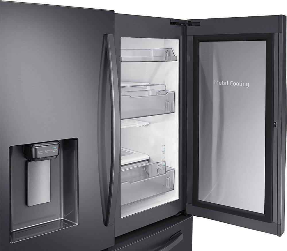 Alt View 19. Samsung - 22.4 cu. ft. 4-Door French Door Counter Depth Smart Refrigerator with Food Showcase - Fingerprint Resistant Black Stainless Steel.