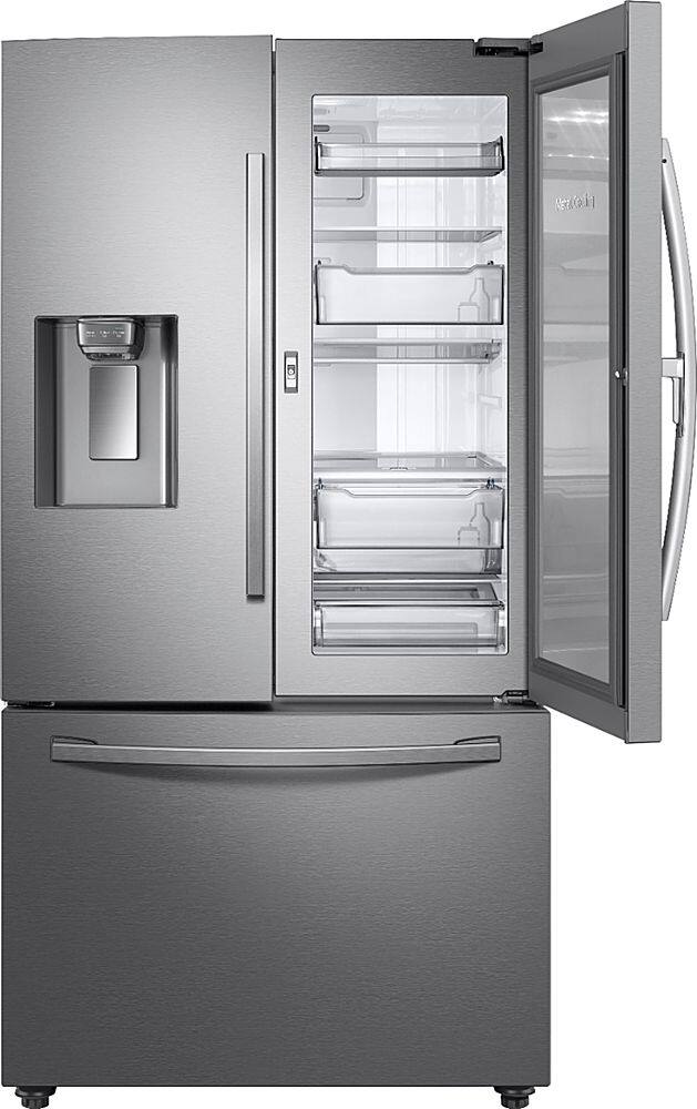 Front. Samsung - 27.8 Cu. Ft. French Door Fingerprint Resistant Refrigerator with Food Showcase - Stainless steel.