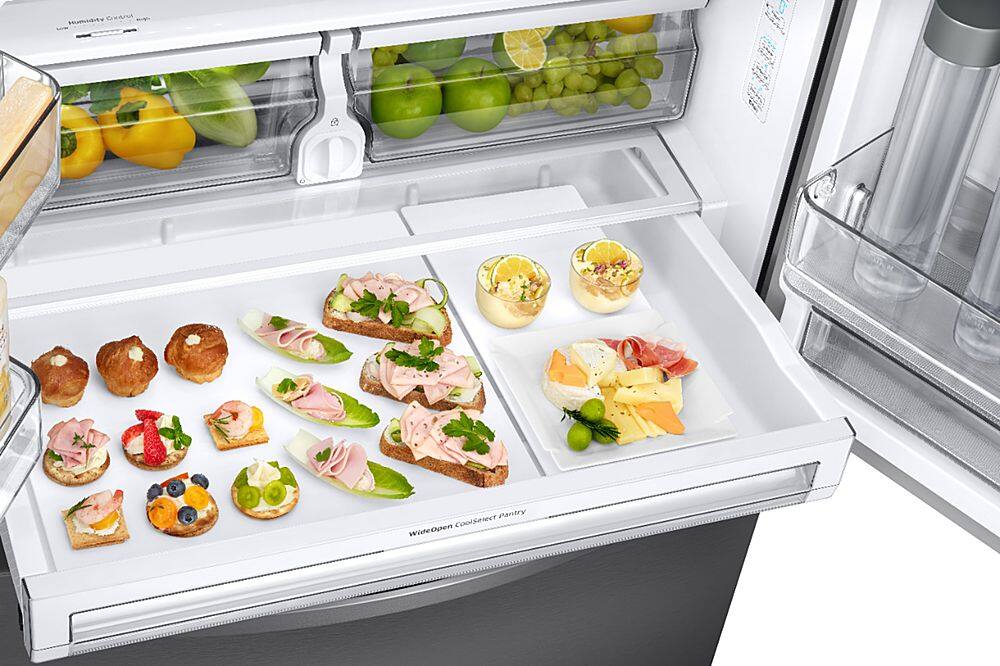 Alt View 14. Samsung - 27.8 Cu. Ft. French Door Fingerprint Resistant Refrigerator with Food Showcase - Stainless steel.