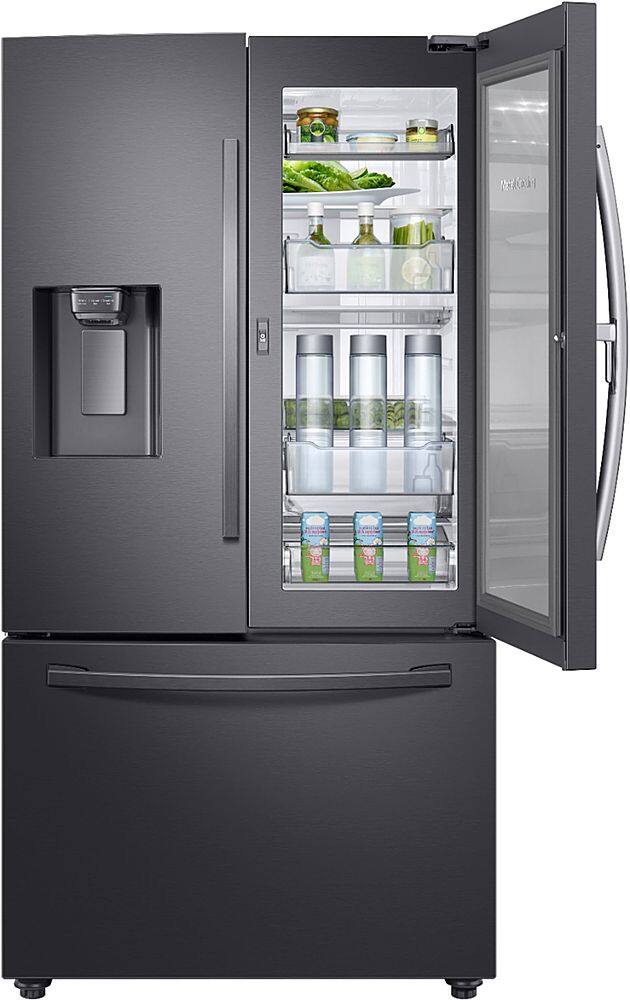 Alt View 14. Samsung - 27.8 Cu. Ft. French Door  Fingerprint Resistant Refrigerator  with Food Showcase - Black stainless steel.