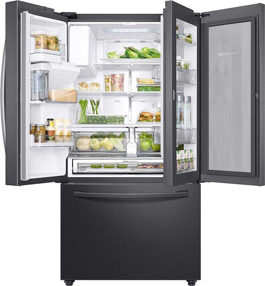 Alt View 1. Samsung - 27.8 Cu. Ft. French Door  Fingerprint Resistant Refrigerator  with Food Showcase - Black stainless steel.