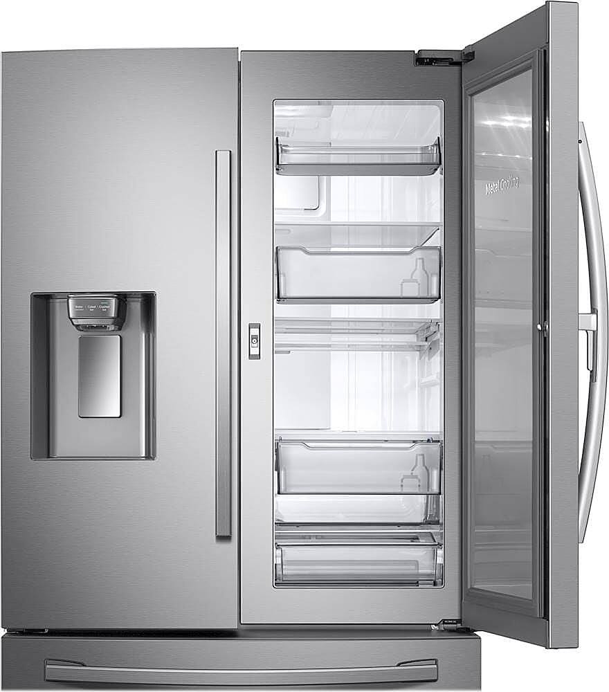 Alt View 11. Samsung - 22.5 Cu. Ft. French Door Counter-Depth Fingerprint Resistant Refrigerator with Food Showcase - Stainless steel.
