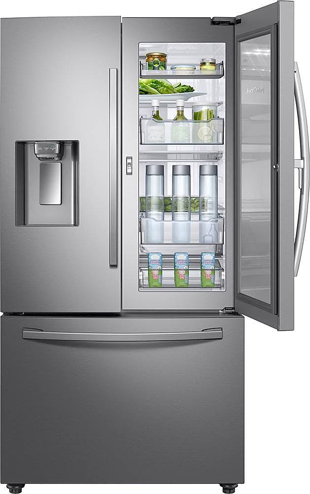 Alt View 13. Samsung - 22.5 Cu. Ft. French Door Counter-Depth Fingerprint Resistant Refrigerator with Food Showcase - Stainless steel.