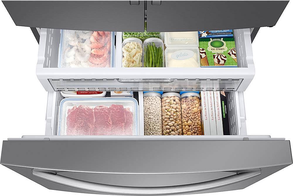 Alt View 18. Samsung - 22.5 Cu. Ft. French Door Counter-Depth Fingerprint Resistant Refrigerator with Food Showcase - Stainless steel.