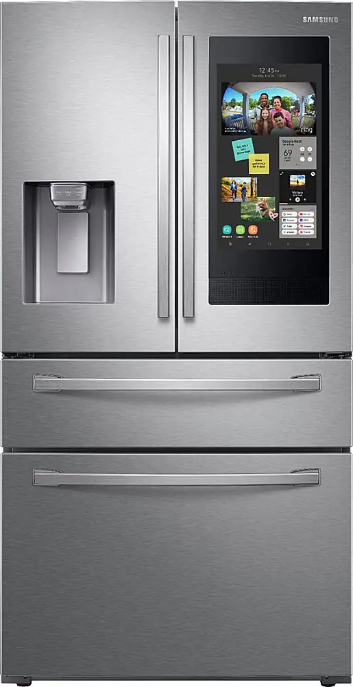 Samsung - Family Hub 22.2 Cu. Ft. 4-Door French Door Counter-Depth Fingerprint Resistant Refrigerator - Stainless Steel