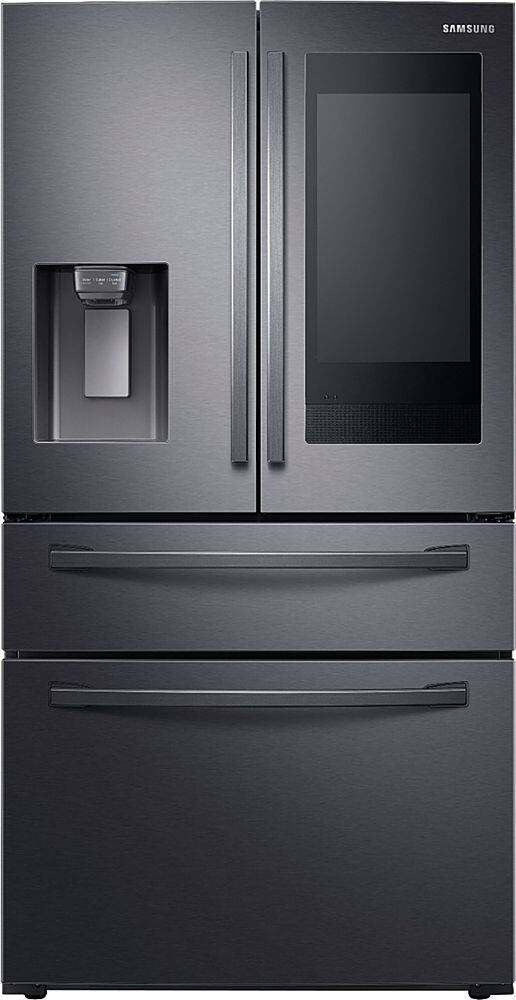 Alt View 14. Samsung - 22.2 cu. ft. 4-Door French Door Counter Depth Smart Refrigerator with Family Hub - Black stainless steel.