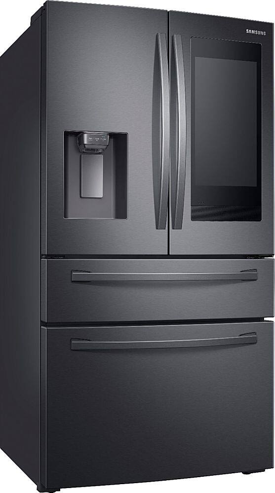 Alt View 15. Samsung - 22.2 cu. ft. 4-Door French Door Counter Depth Smart Refrigerator with Family Hub - Black stainless steel.