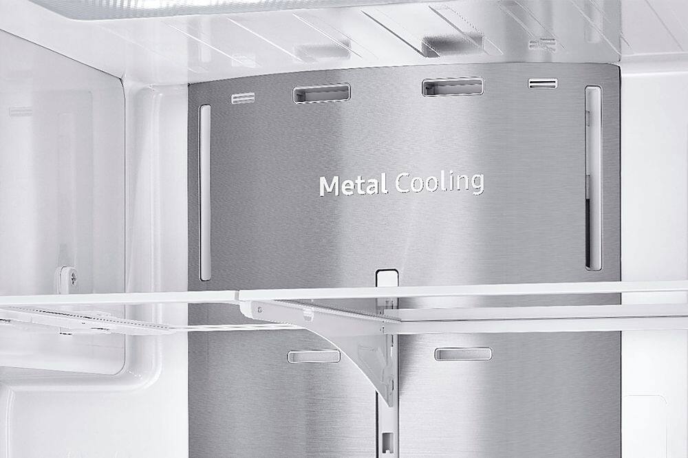 Alt View 18. Samsung - 22.2 cu. ft. 4-Door French Door Counter Depth Smart Refrigerator with Family Hub - Black stainless steel.