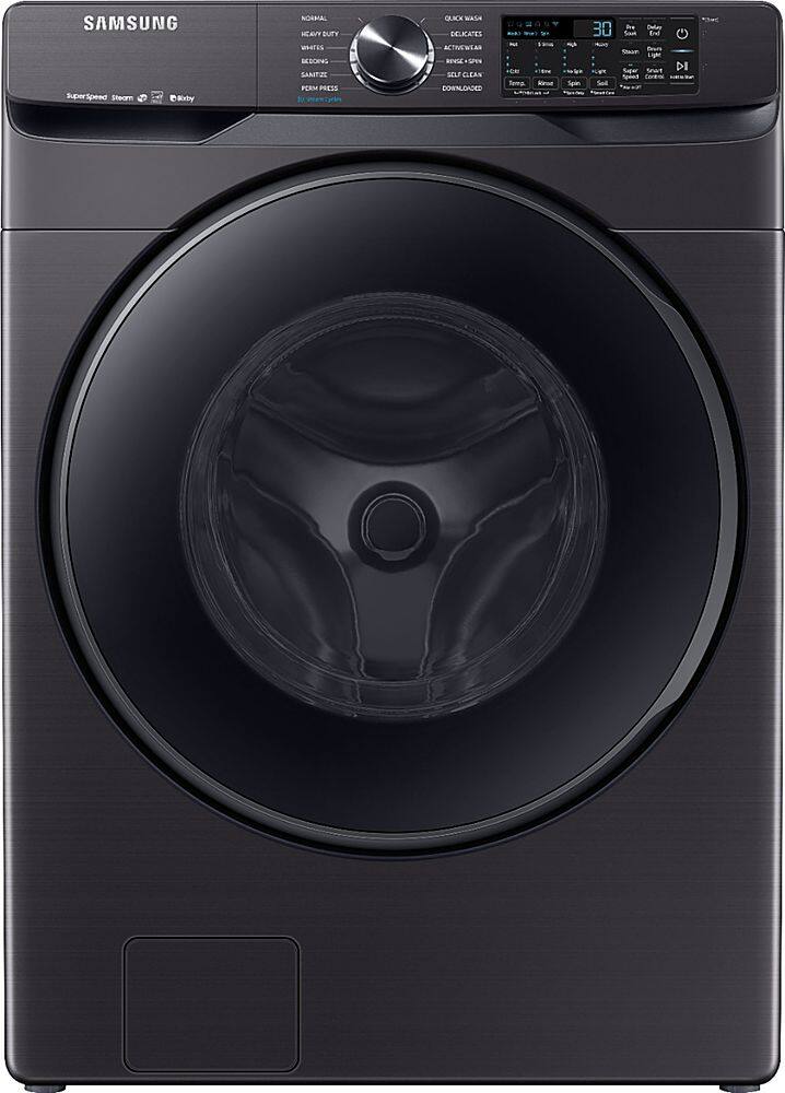Samsung - 5.0 Cu. Ft. High-Efficiency Stackable Smart Front Load Washer with Steam - Black Stainless Steel