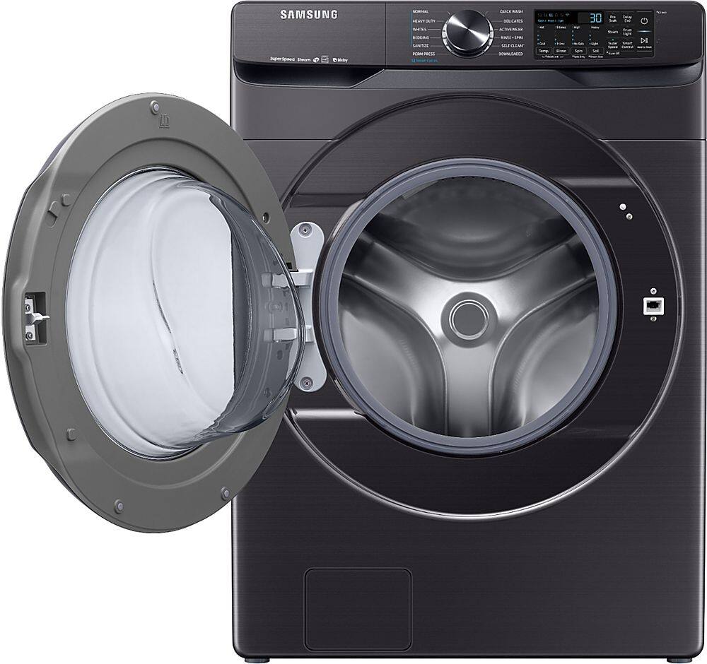 Alt View 13. Samsung - 5.0 Cu. Ft.  High-Efficiency Stackable Smart Front Load Washer with Steam - Black stainless steel.