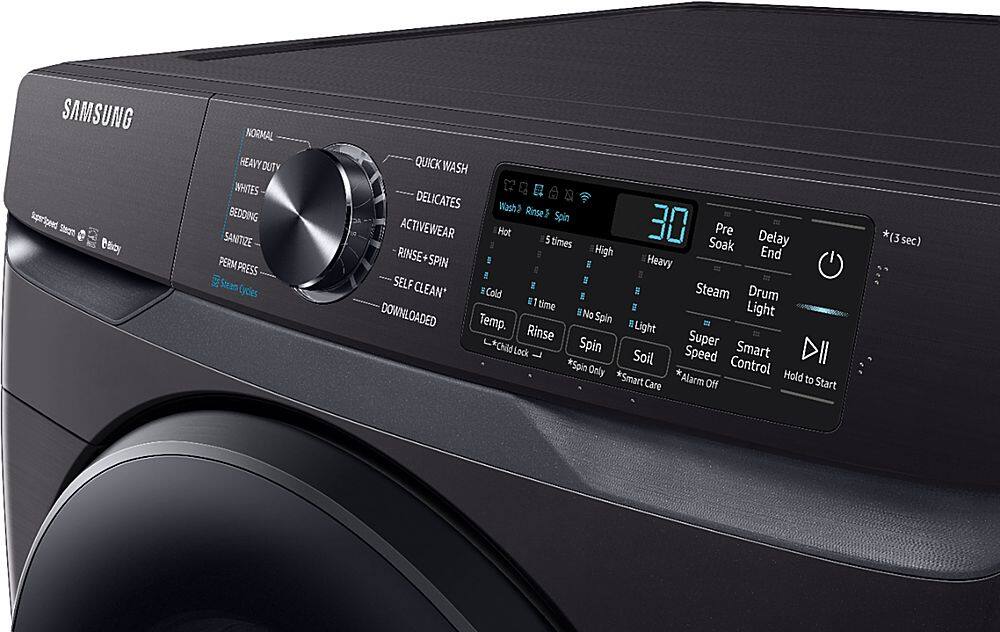Alt View 14. Samsung - 5.0 Cu. Ft.  High-Efficiency Stackable Smart Front Load Washer with Steam - Black stainless steel.