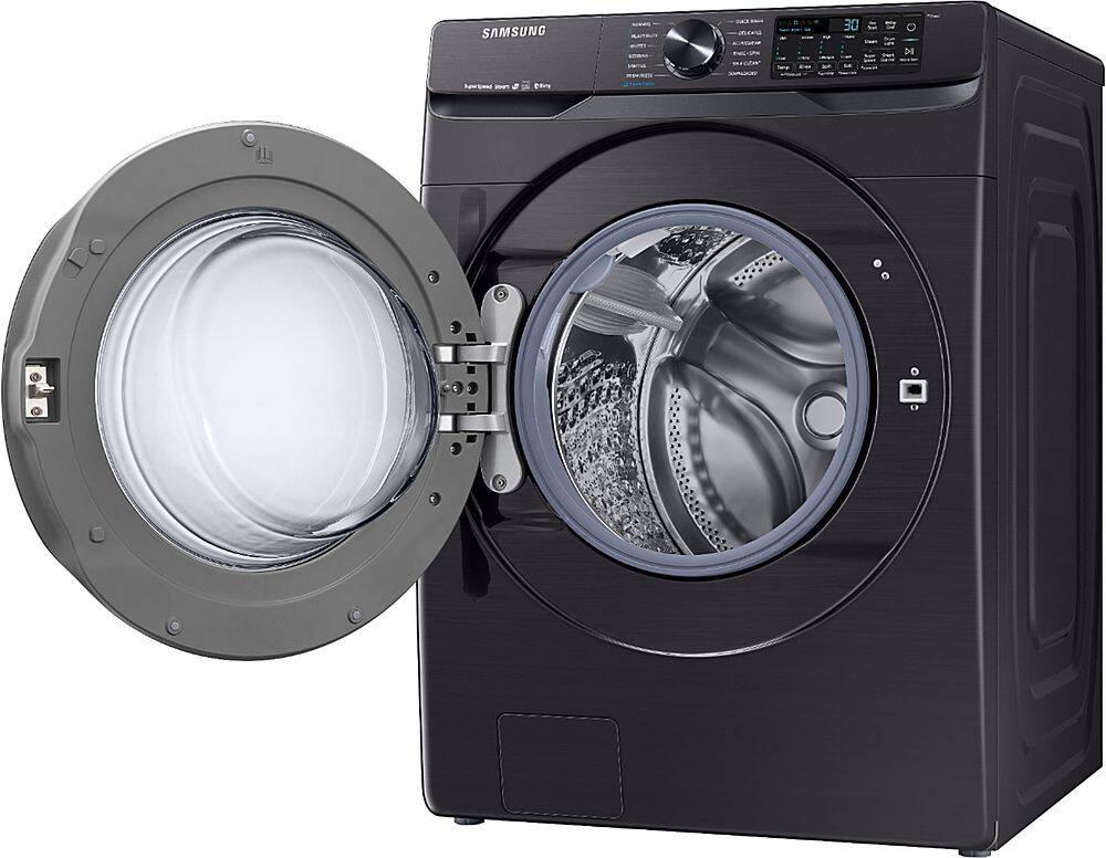 Alt View 15. Samsung - 5.0 Cu. Ft.  High-Efficiency Stackable Smart Front Load Washer with Steam - Black stainless steel.