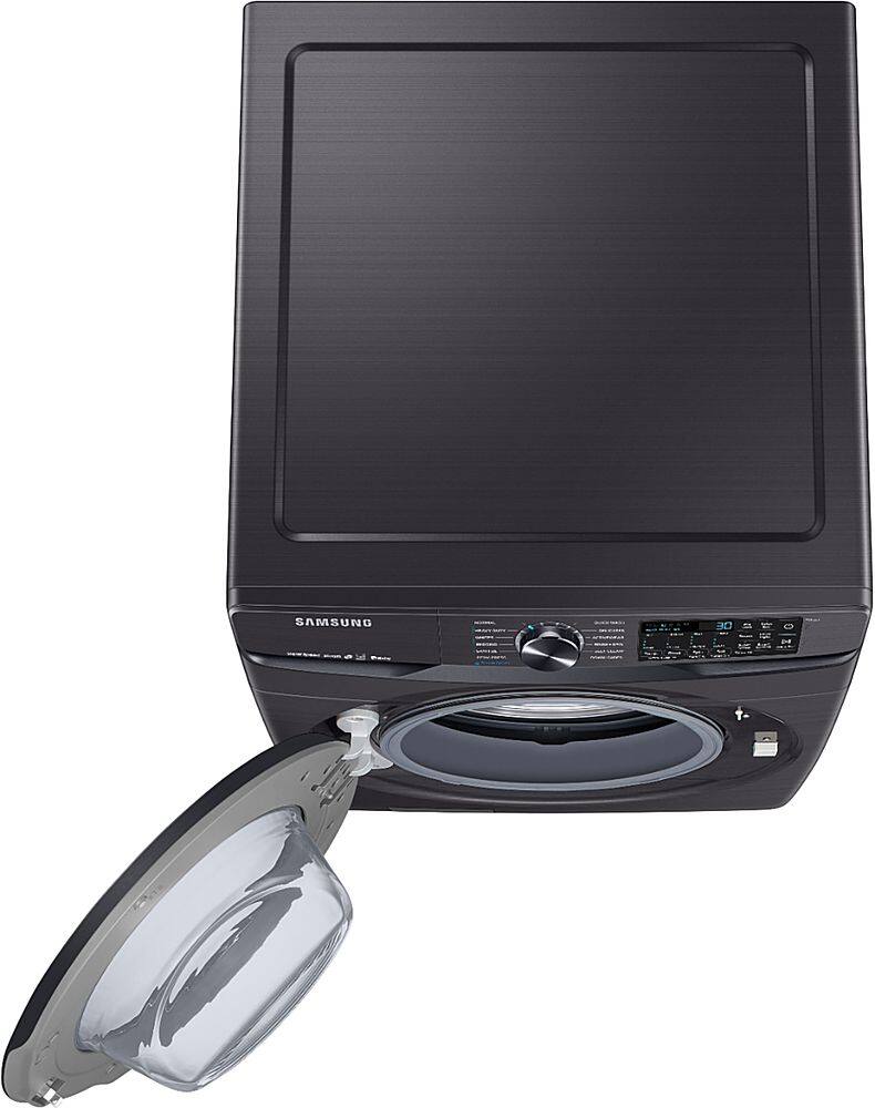 Alt View 19. Samsung - 5.0 Cu. Ft.  High-Efficiency Stackable Smart Front Load Washer with Steam - Black stainless steel.