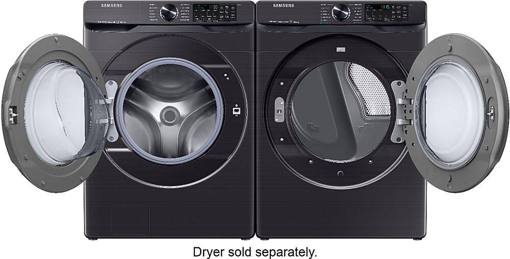 Alt View 21. Samsung - 5.0 Cu. Ft.  High-Efficiency Stackable Smart Front Load Washer with Steam - Black stainless steel.
